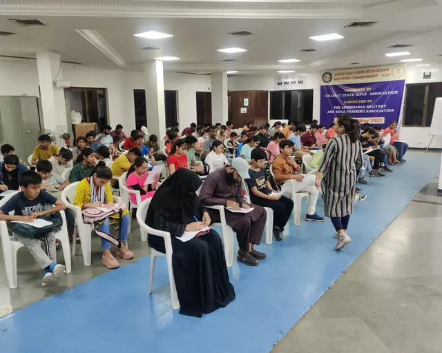 Shooting theory workshop at a school