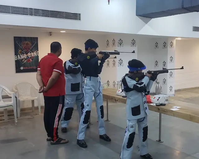 Rifle shooters in shooting jackets on the line at the Club O7 range