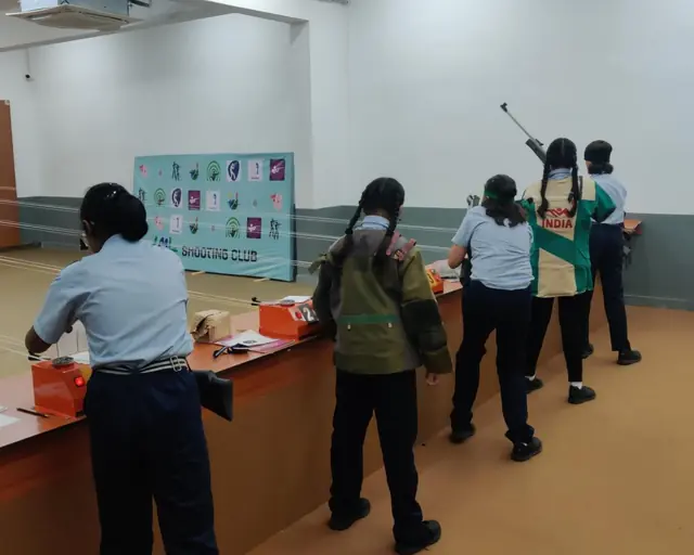 Students on the firing line at a school shooting programme